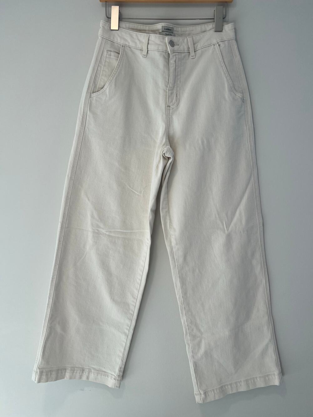 L.L. Bean Classic Fit Wide Leg Jean Ecru Cream Size 10 Tall